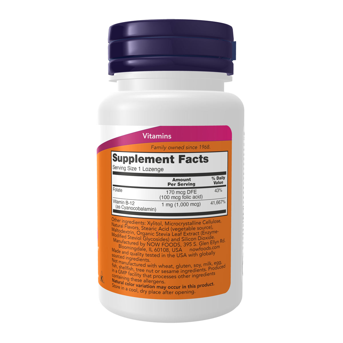 NOW Supplements, Vitamin B-12 1,000 mcg w Folic Acid, 100 Chewable Lozenges
