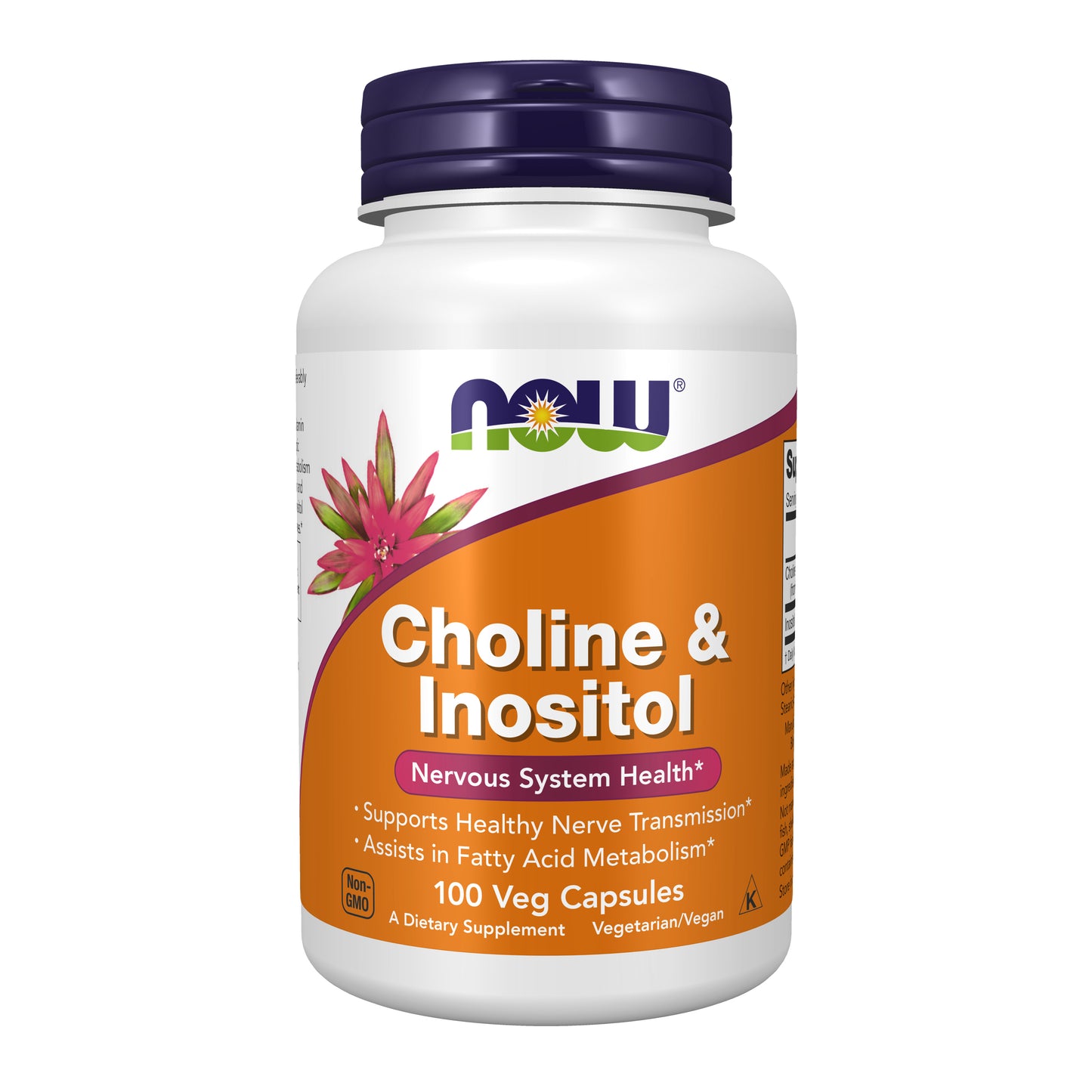 NOW Supplements, Choline & Inositol, Healthy Nerve Transmission*, Nervous System Health*, 100 Capsules