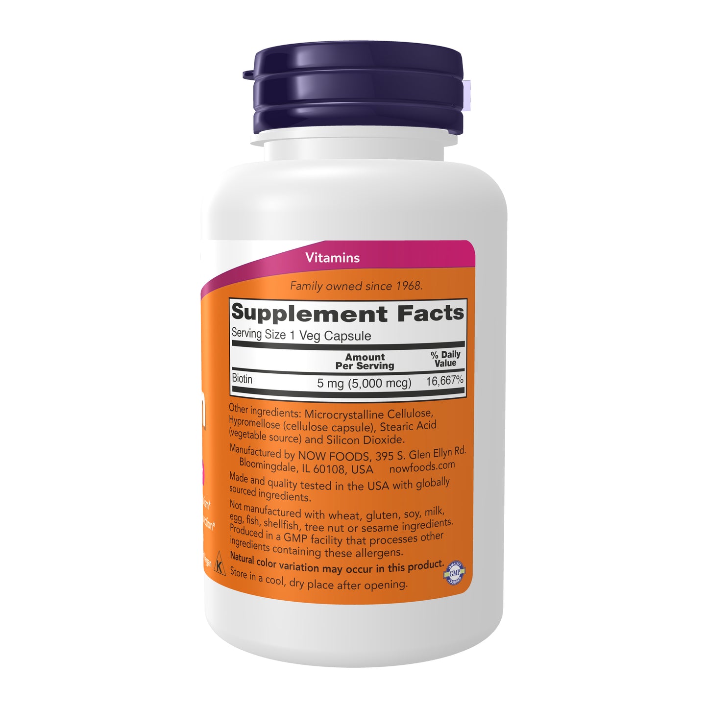NOW Supplements, Biotin 5,000 mcg, Amino Acid Metabolism*, Energy Production*, 120 Veg Capsules