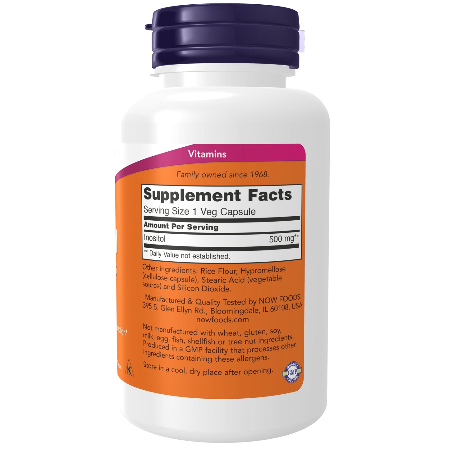 NOW Supplements, Inositol 500 mg, Cellular Health*, 100 Veg Caps
