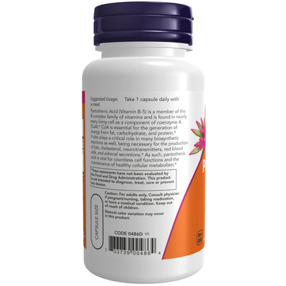 NOW Supplements, Pantothenic Acid 500 mg, B-Complex Vitamin, 100 Caps