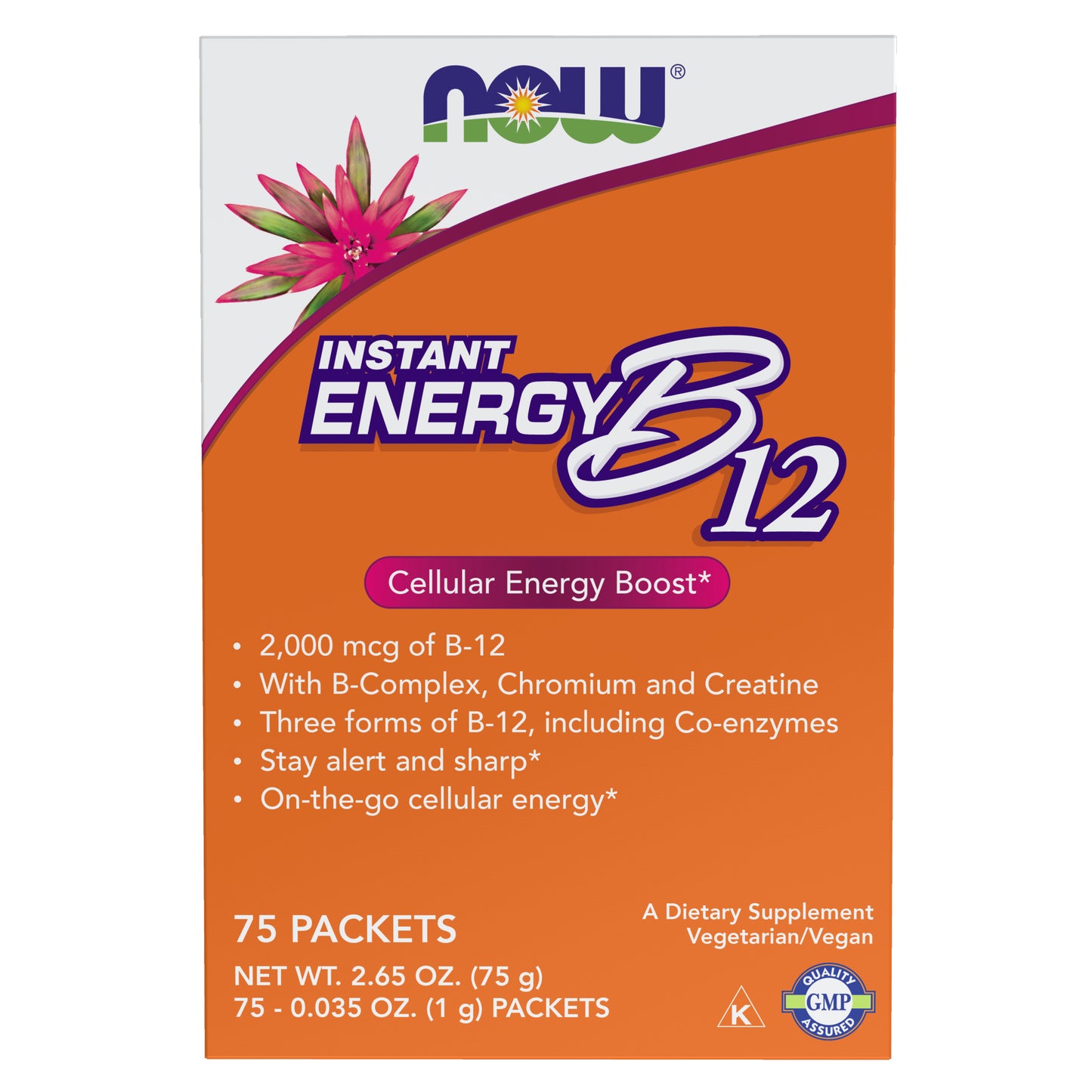 NOW Supplements, Instant Energy B-12 (2,000 mcg per packet), 75 Packets