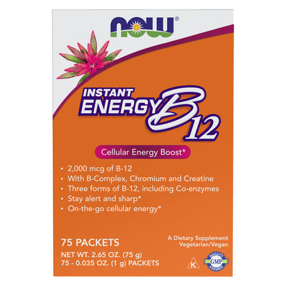 NOW Supplements, Instant Energy B-12 (2,000 mcg per packet), 75 Packets