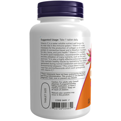 NOW Supplements, Vitamin C-1,000 with Rose Hips & Bioflavonoids, Antioxidant Protection*, 100 Tablets