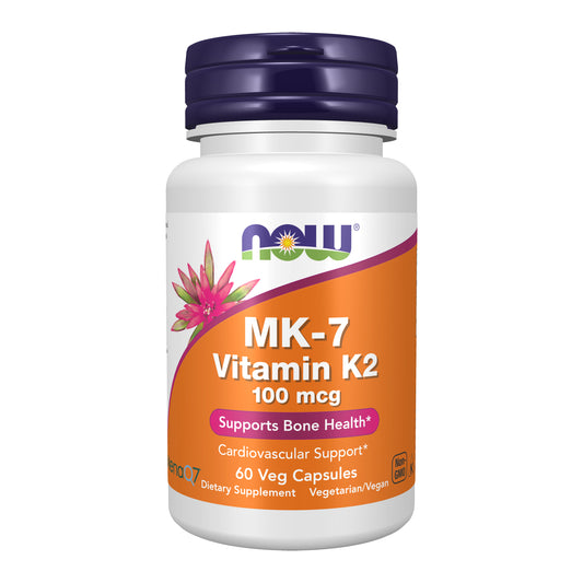 NOW Supplements, MK-7 Vitamin K-2 100 mcg, Cardiovascular Support*, Supports Bone Health*, 60 Veg Capsules