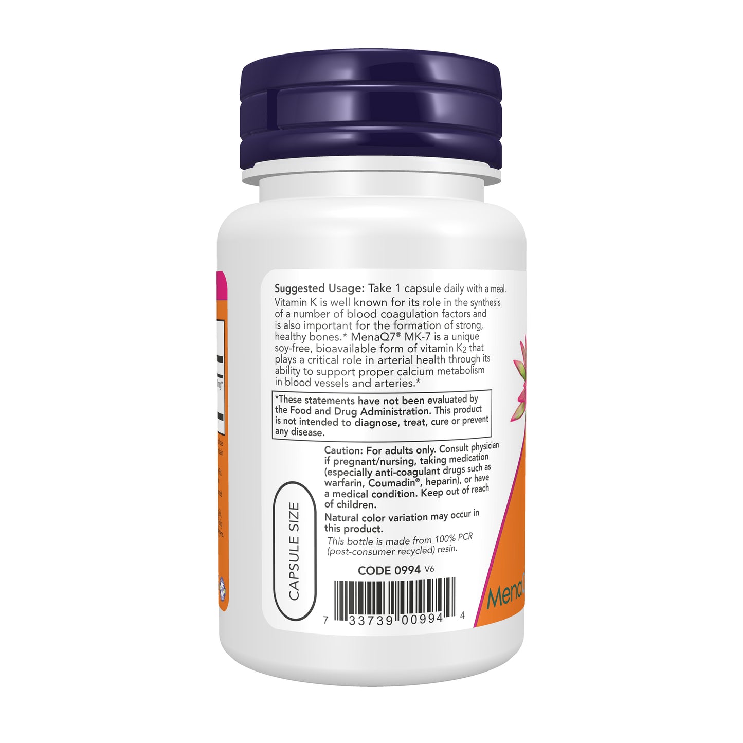 NOW Supplements, Vitamin K2 (MK-7) 300 mcg, Extra Strength, Supports Bone Health*, 60 Veg Capsules