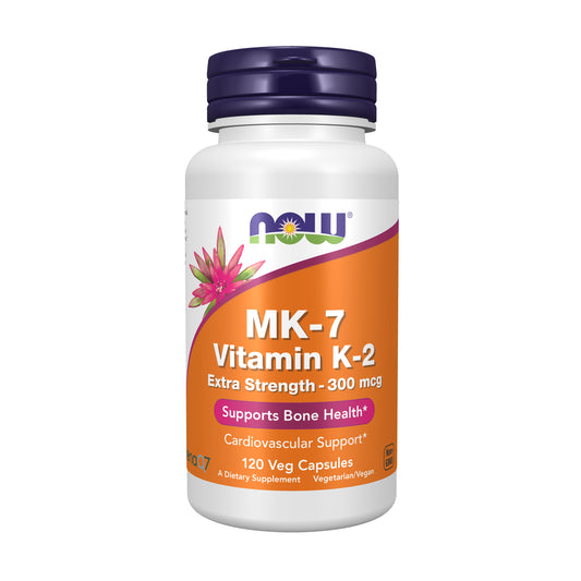 NOW Supplements, MK-7 Vitamin K-2, Extra Strength 300 mcg - 120 Veg Capsules