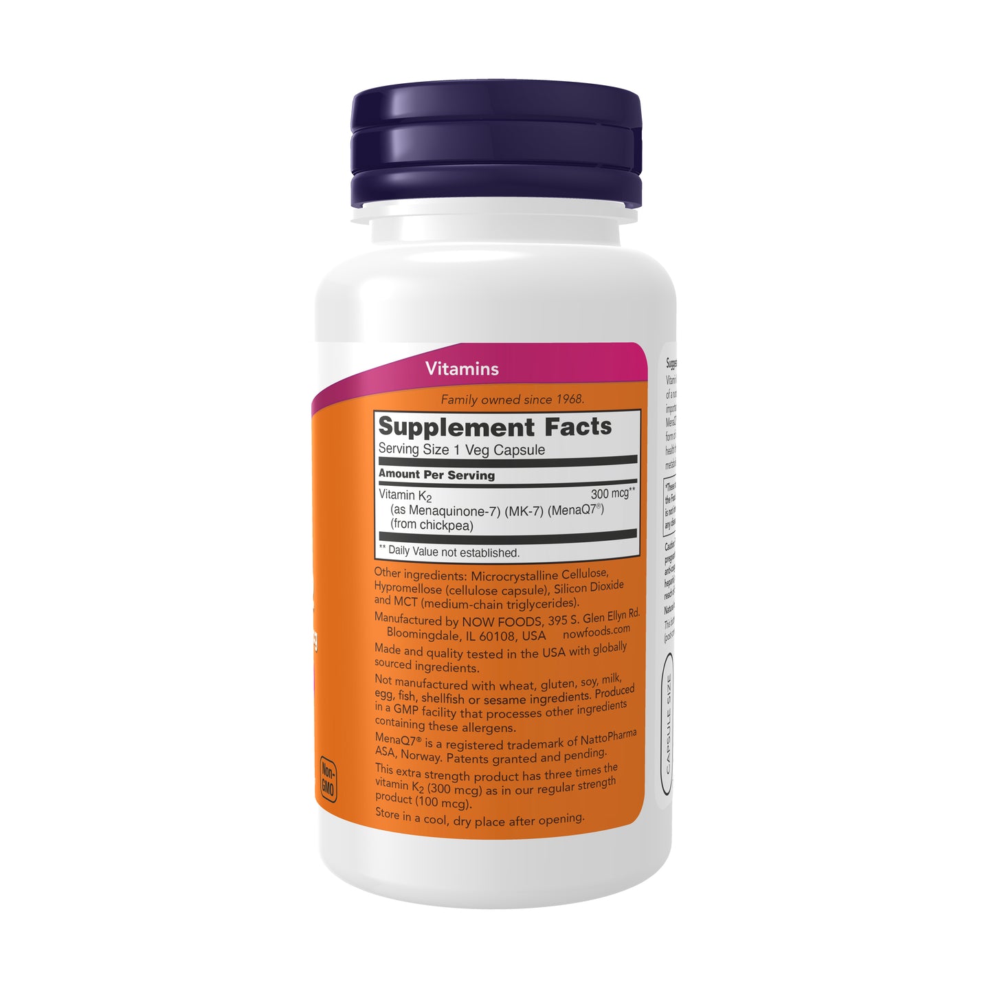 NOW Supplements, MK-7 Vitamin K-2, Extra Strength 300 mcg - 120 Veg Capsules