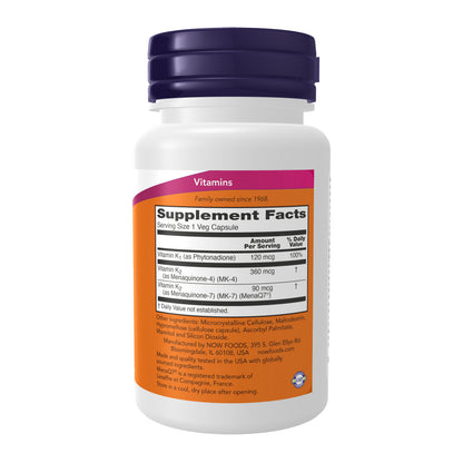 NOW Supplements, MK-7 Plus with K1 & MK-4, Supports Bone Health*, 90 Veg Capsules