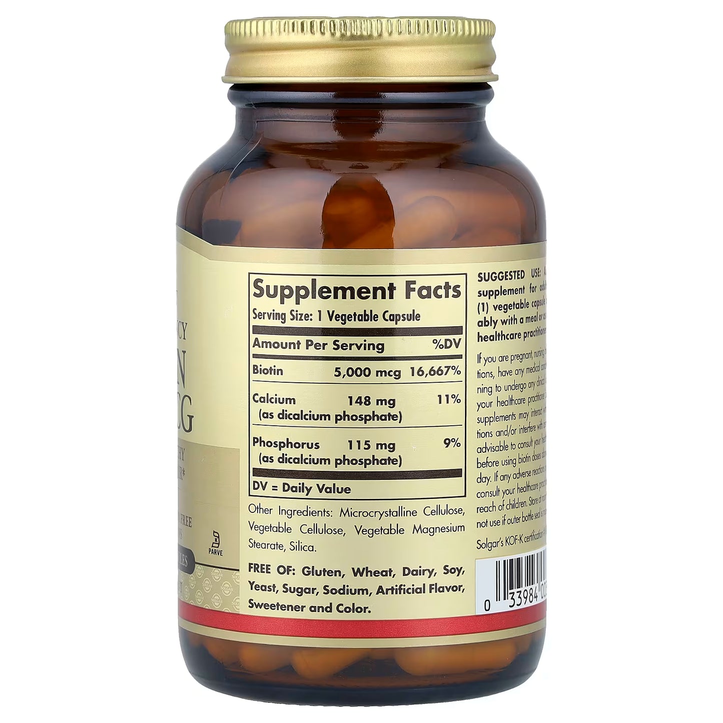 Solgar, Biotin, 100 Vegetable Capsules