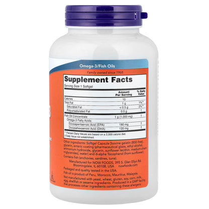 NOW Foods, Omega-3 Fish Oil, 180 Softgels
