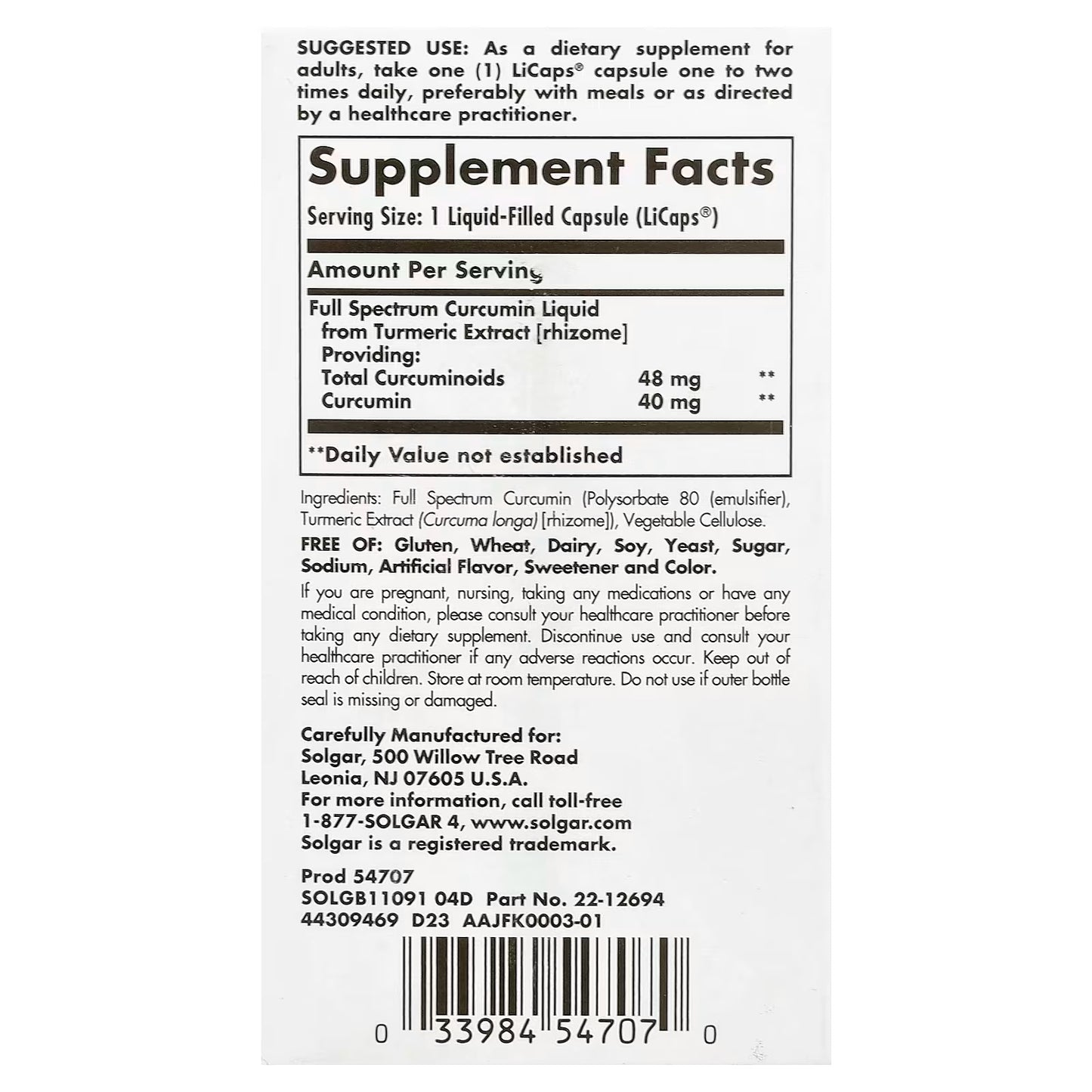 Solgar, Full Spectrum Curcumin, 60 LiCaps®