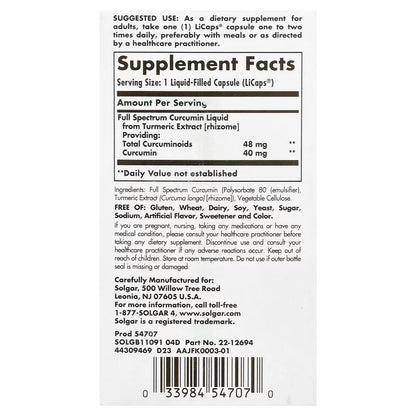 Solgar, Full Spectrum Curcumin, 60 LiCaps®
