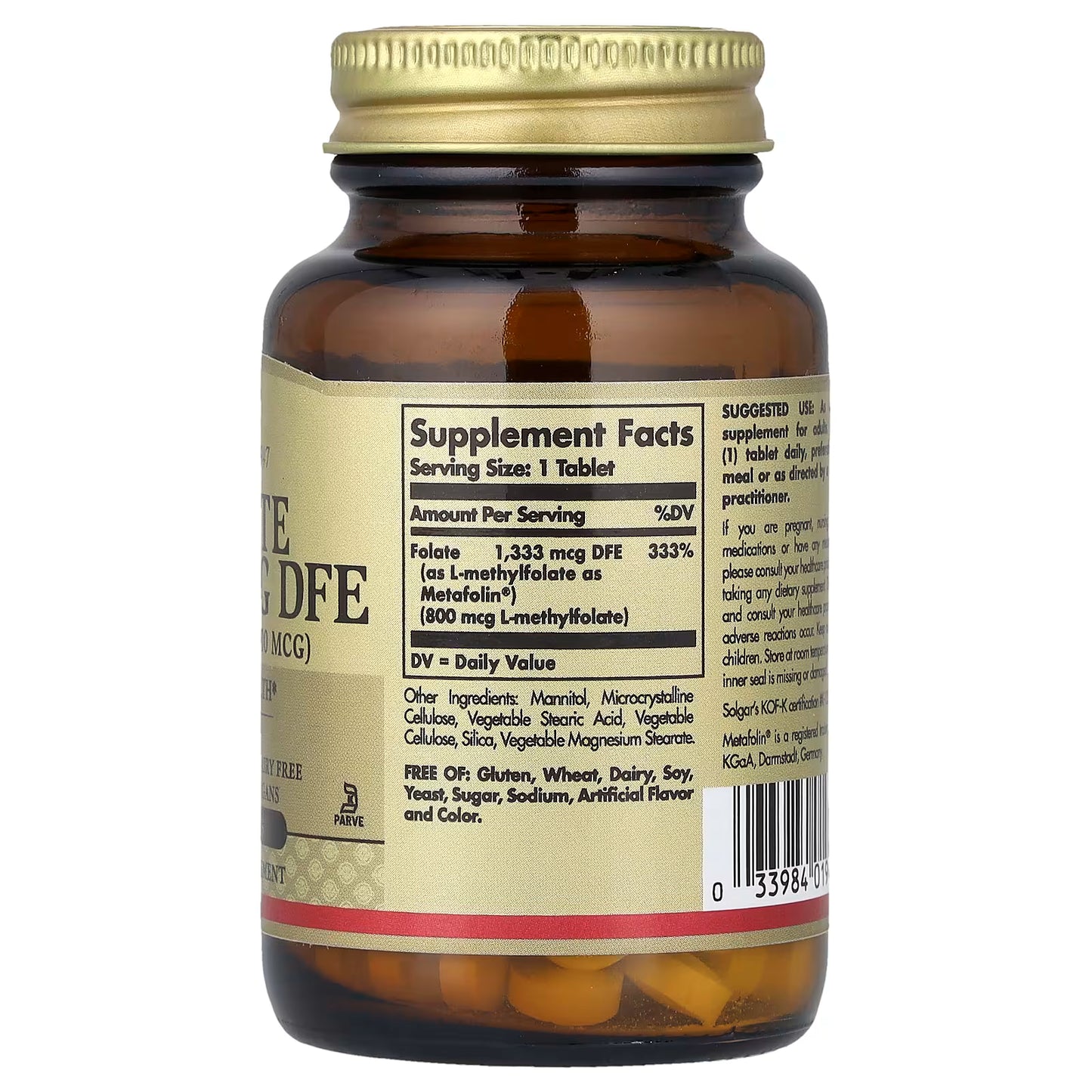 Solgar, Folate, 1,333 mcg DFE, 100 Tablets