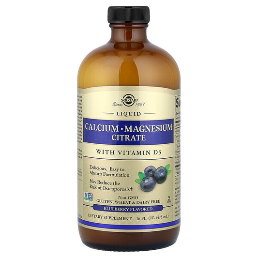 Solgar, Liquid Calcium Magnesium Citrate with Vitamin D3, Blueberry, 16 fl oz (473 ml)
