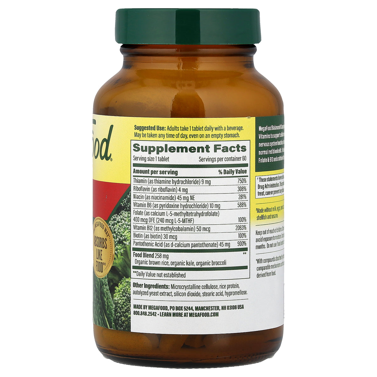 MegaFood, Balanced B Complex, 60 Tablets