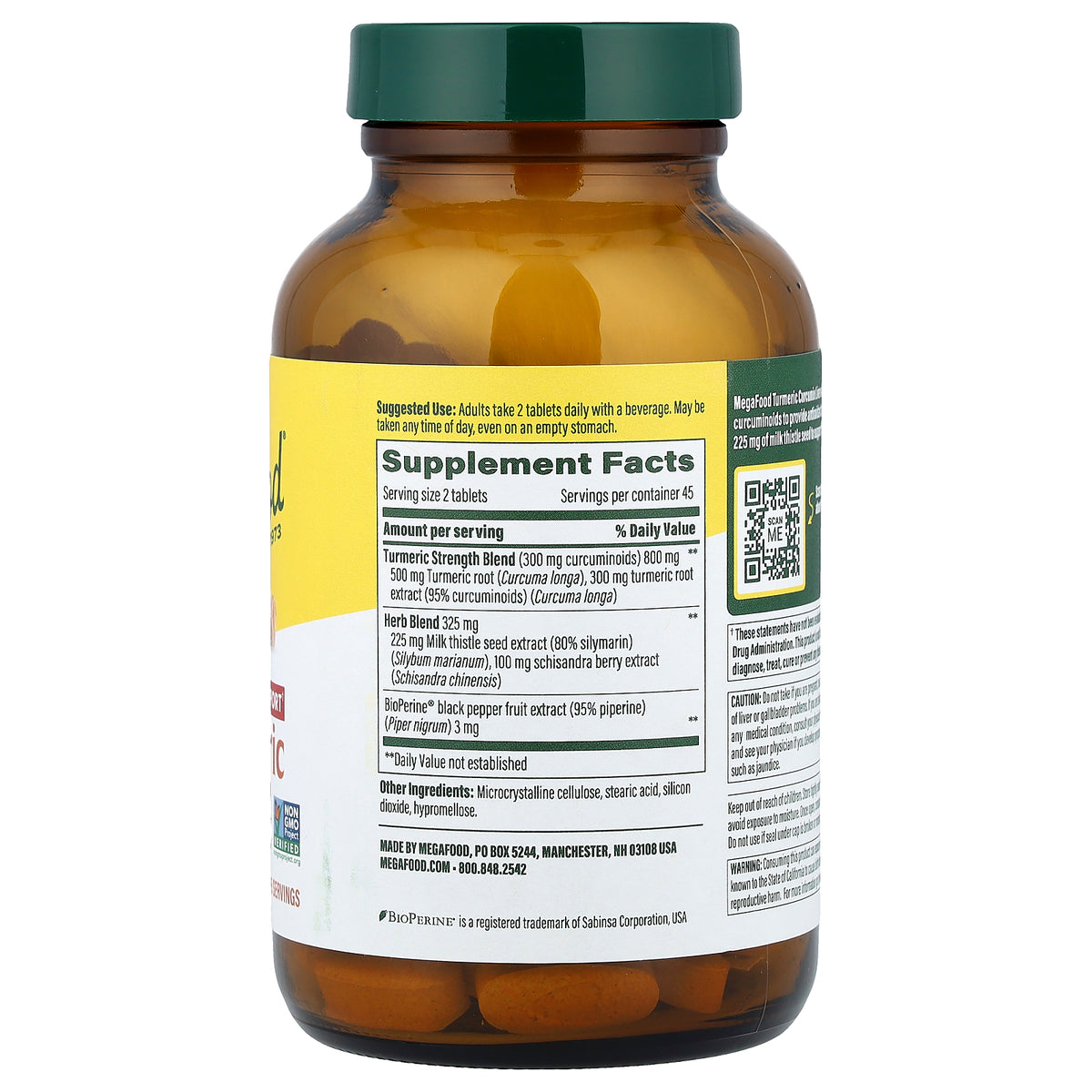 MegaFood, Turmeric Curcumin, Liver Support, 90 Tablets