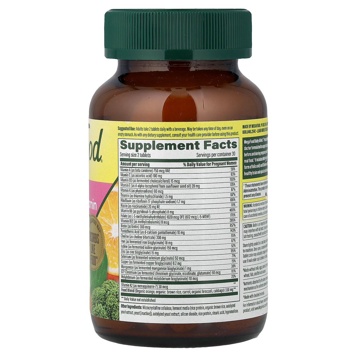 MegaFood, Baby & Me 2™, Prenatal Multivitamin, 60 Tablets
