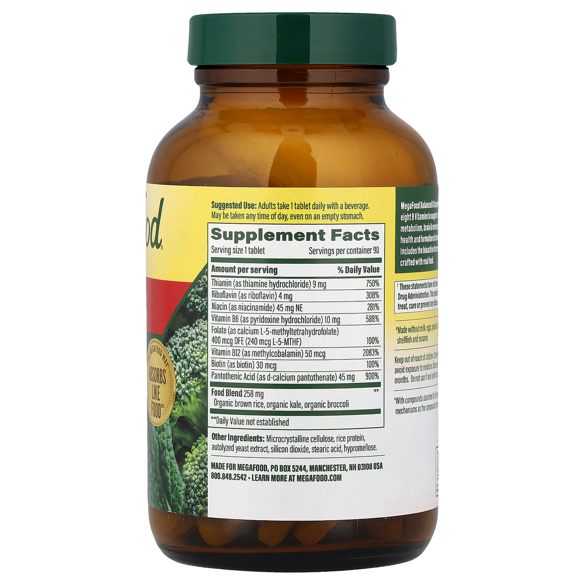 MegaFood, Balanced B Complex, 90 Tablets