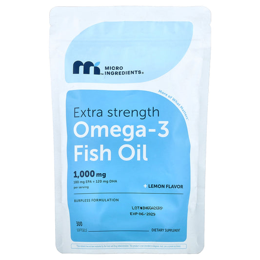 Micro Ingredients, Omega-3 Fish Oil, Lemon, 300 Softgels (500 mg per Softgel)