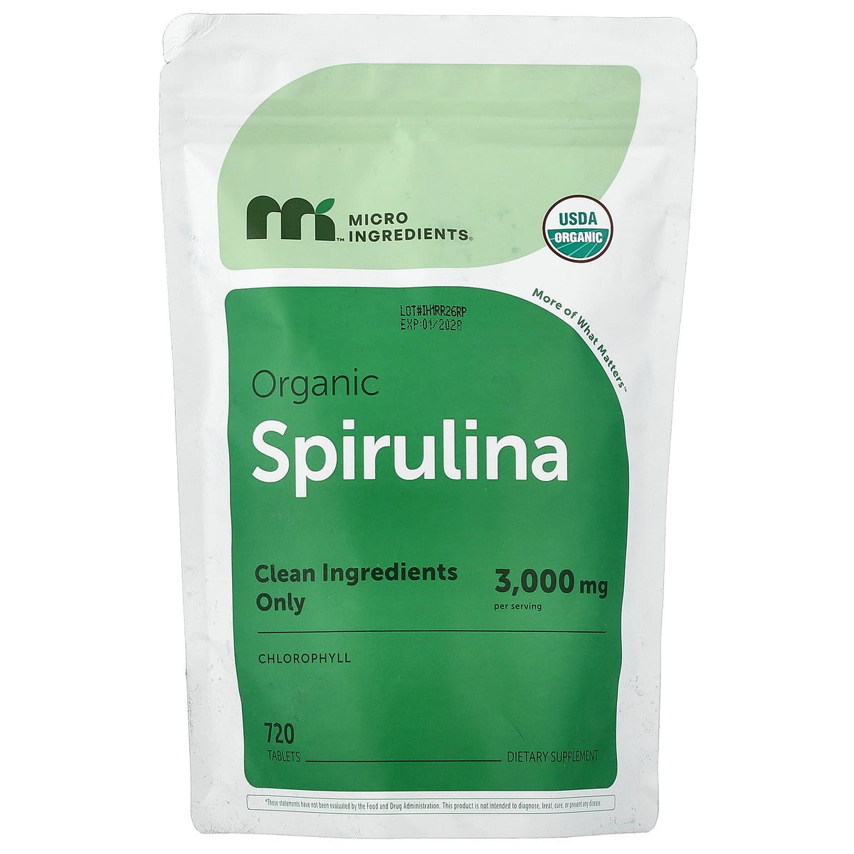 Micro Ingredients, Organic Spirulina, 720 Tablets (500 mg per Tablet)