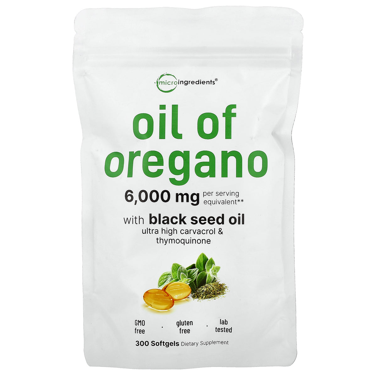 Micro Ingredients, Oil of Oregano with Black Seed Oil, 300 Softgels