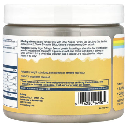 Solaray, Vegan Collagen Booster Powder, Natural Vanilla , 6.1 oz (173 g)