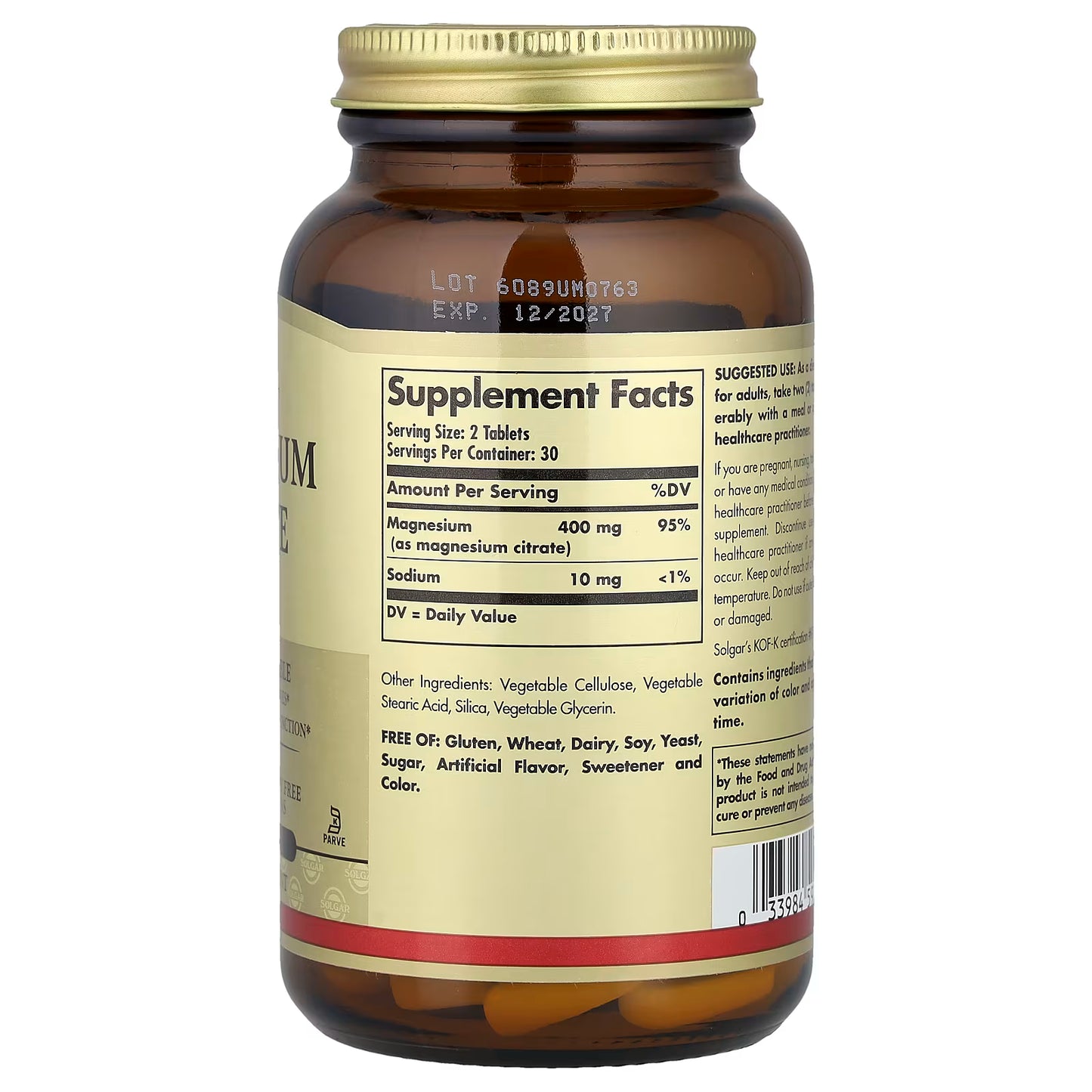 Solgar, Magnesium Citrate, 60 Tablets (200 mg per Tablet)