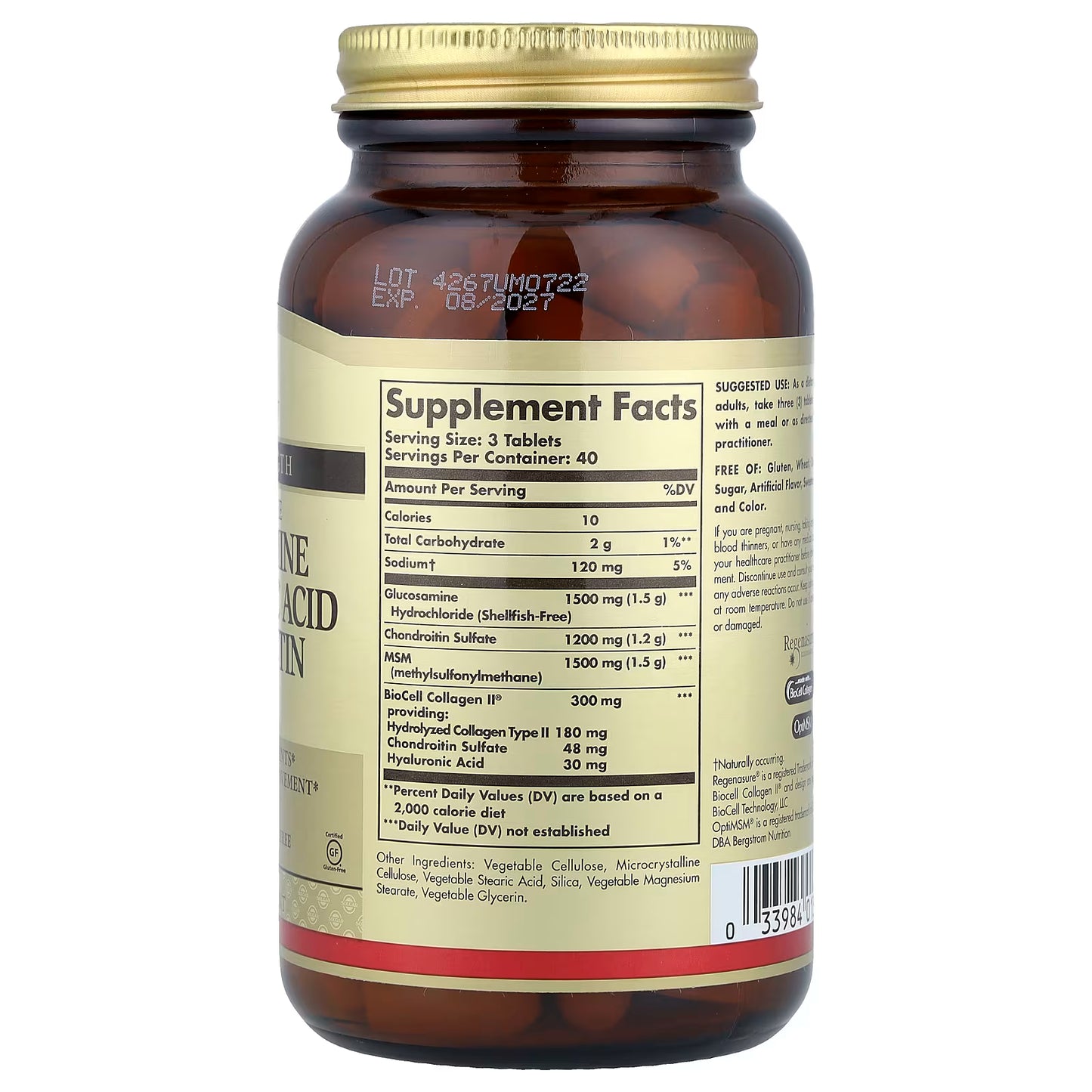 Solgar, Glucosamine Hyaluronic Acid Chondroitin MSM, 120 Tablets