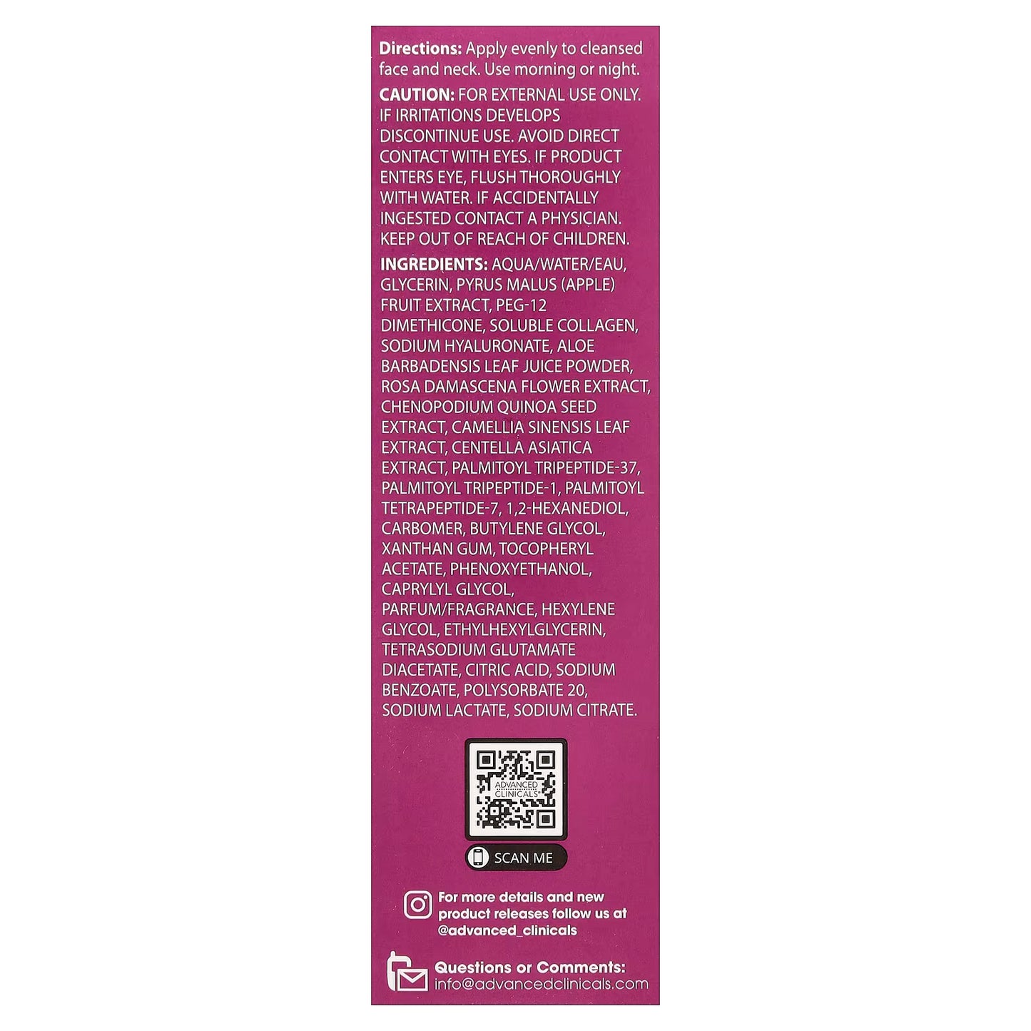 Advanced Clinicals, Multi-Peptide Serum, Anti-Wrinkle Face Serum, 1.75 fl oz (52 ml)