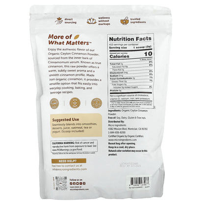 Micro Ingredients, Organic Ceylon Cinnamon Powder, 2 lb (907 g)