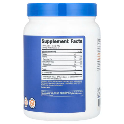 Nutricost, MCT Oil Powder, Unflavored, 16.2 oz (454 g)