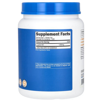 Nutricost, L-Lysine, Unflavored, 35.7 oz (1 kg)