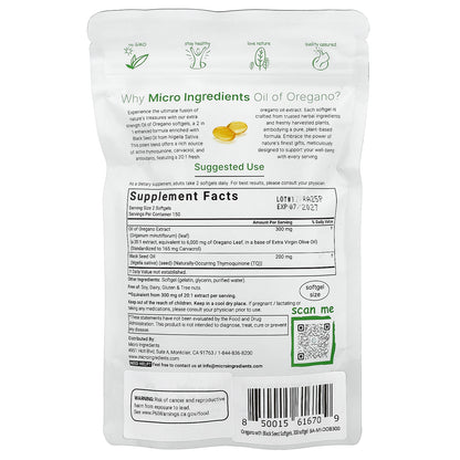 Micro Ingredients, Oil of Oregano with Black Seed Oil, 300 Softgels