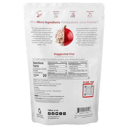 Micro Ingredients, Organic Pomegranate Juice Powder, 1 lb (454 g)