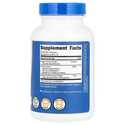 Nutricost, Turmeric, 120 Capsules