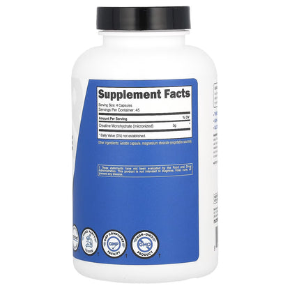 Nutricost, Performance, Creatine Monohydrate, 180 Capsules (750 mg per Capsule)