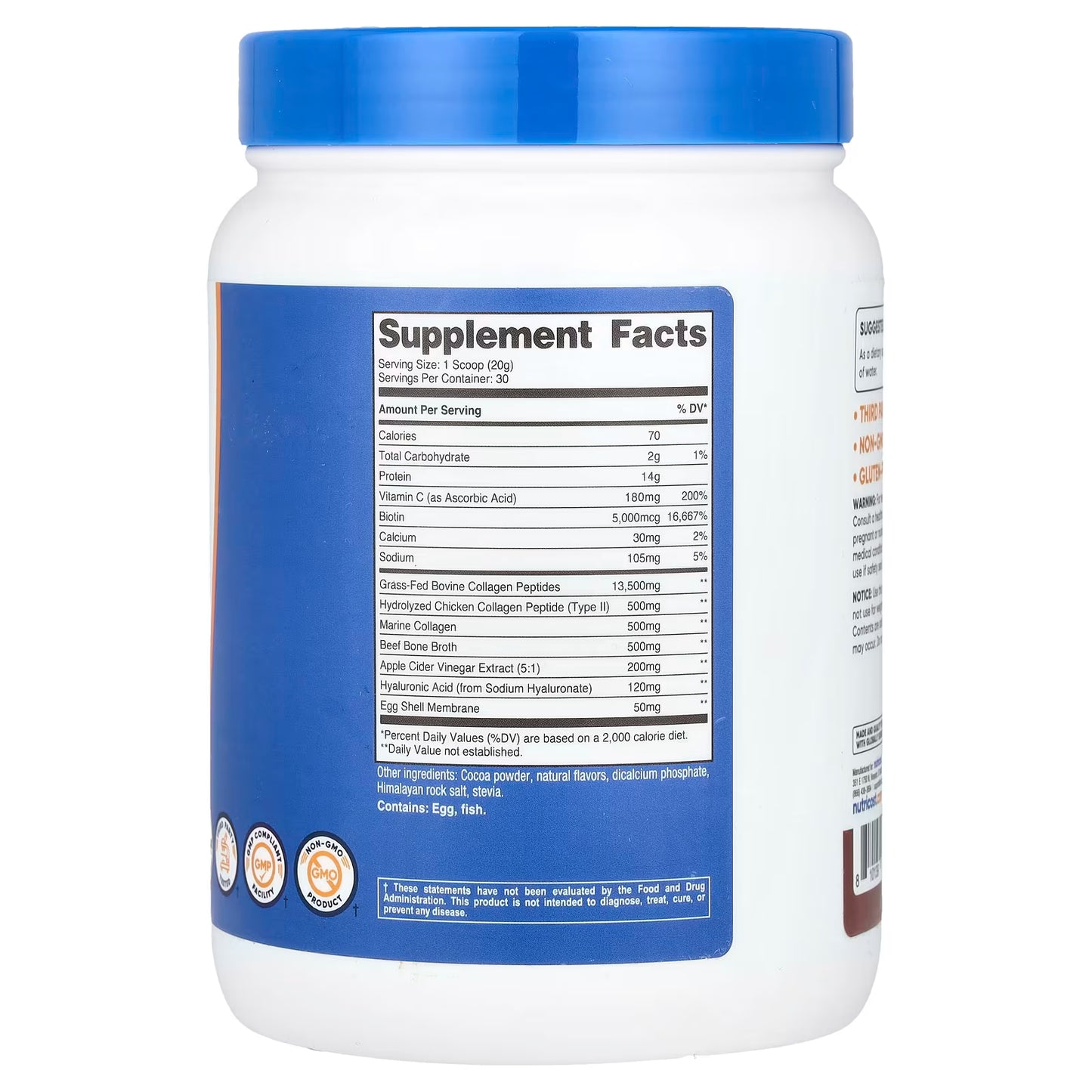 Nutricost, Multi Collagen Protein Complex, Milk Chocolate, 1.3 lb (588 g)