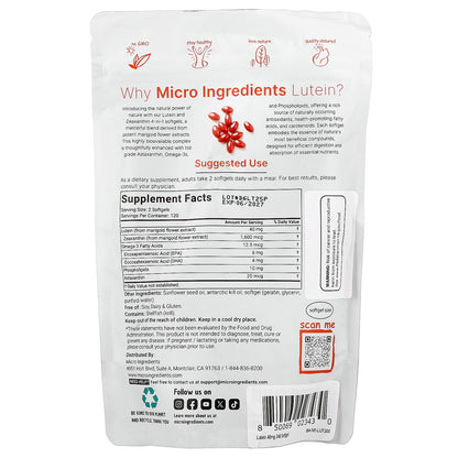 Micro Ingredients, Lutein with Zeaxanthin, 240 Softgels