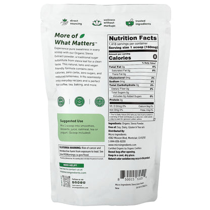 Micro Ingredients, Organic Stevia Extract Powder, 8 oz (227 g)