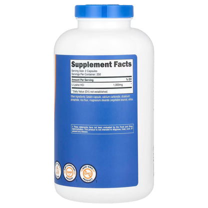 Nutricost, L-Lysine, 500 Capsules (500 mg per Capsule)