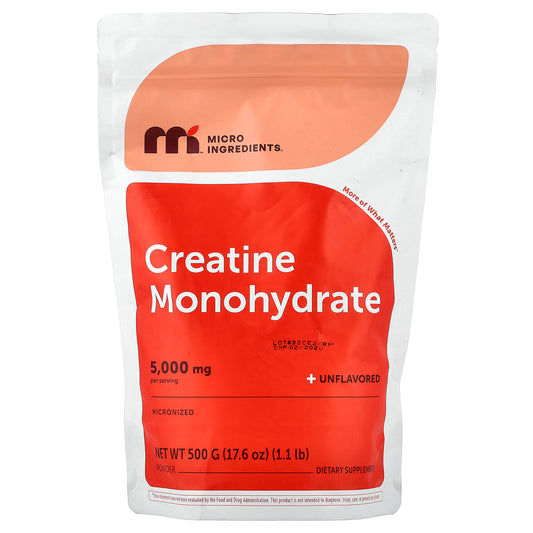 Micro Ingredients, Creatine Monohydrate Powder, Unflavored, 1.1 lb (500 g)