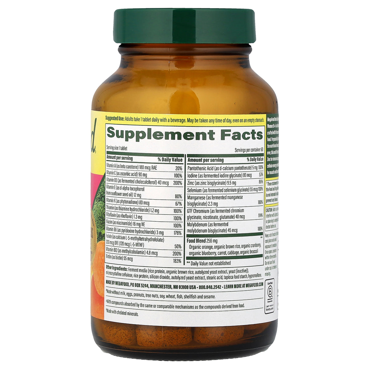 MegaFood, One Daily Multivitamin, For Women 55+, 60 Tablets