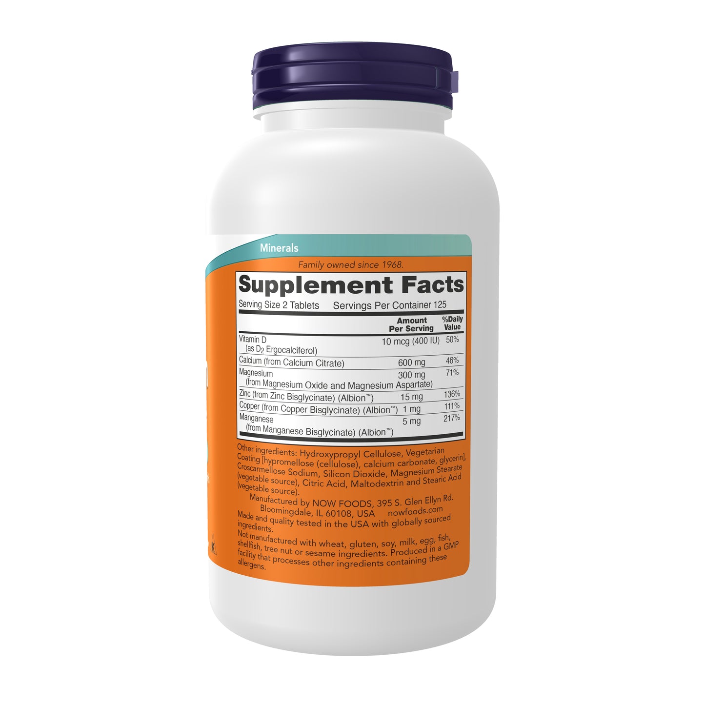 NOW Supplements, Calcium Citrate with Vitamin D, Magnesium, Zinc, Copper, and Manganese, 250 Tablets