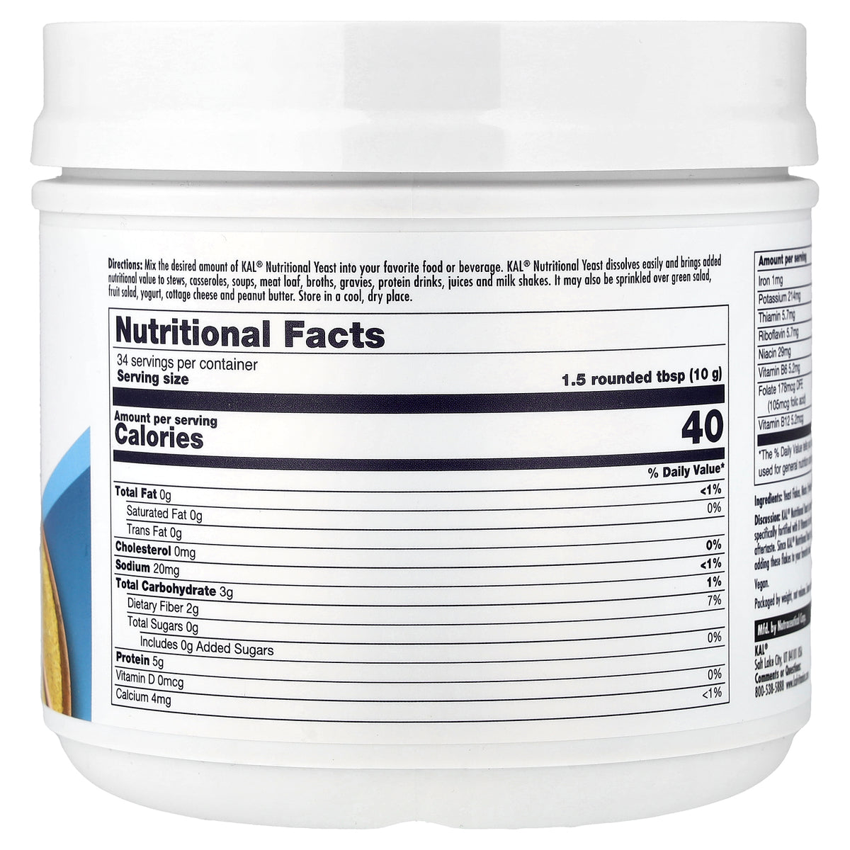 KAL, Nutritional Yeast Flakes, Wonderful Nutty, 12 oz (340 g)
