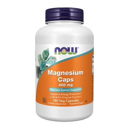 NOW Supplements, Magnesium 400 mg, Nervous System Support*, 180 Veg Caps