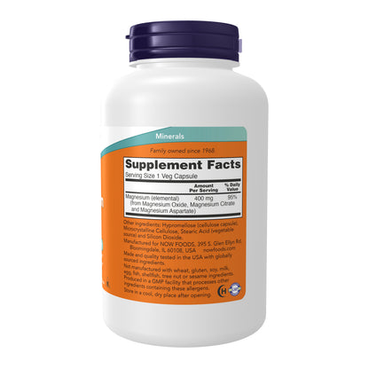 NOW Supplements, Magnesium 400 mg, Nervous System Support*, 180 Veg Caps