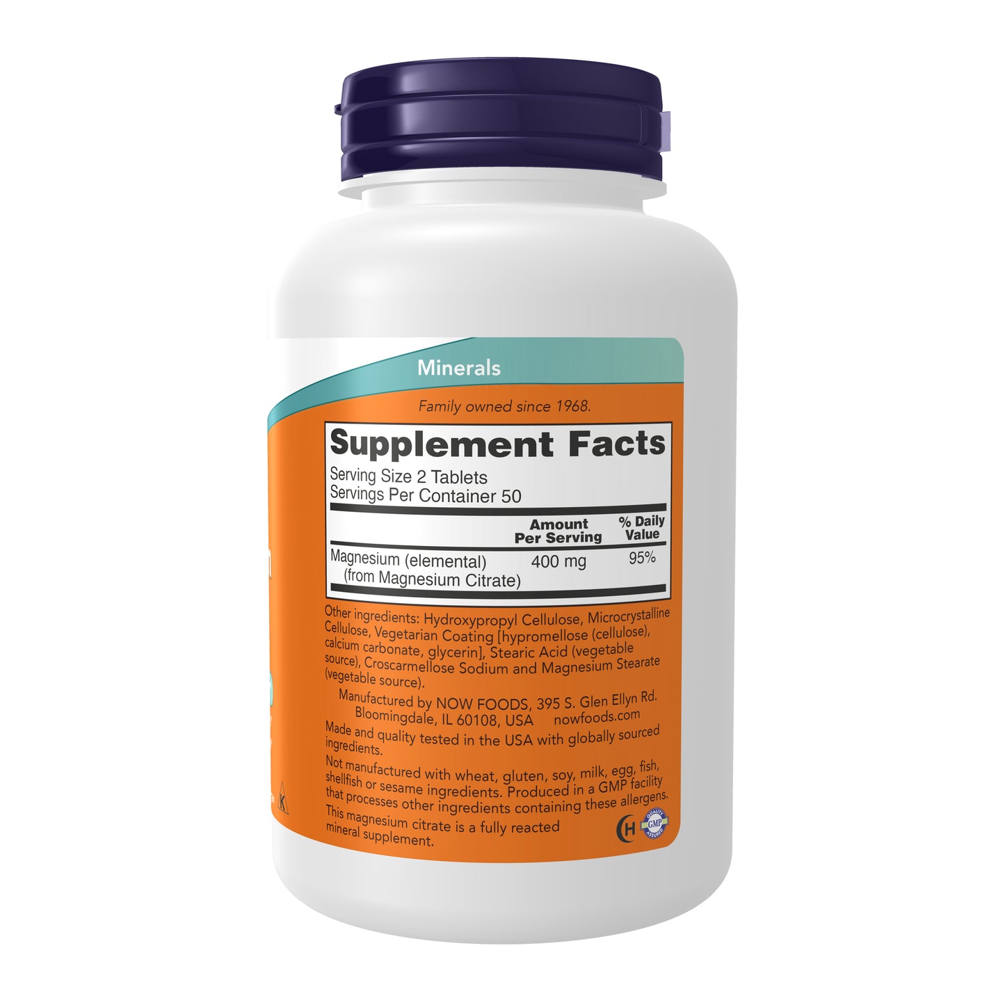 NOW Supplements, Magnesium Citrate 200 mg, Enzyme Function*, Nervous System Support*, 100 Tablets