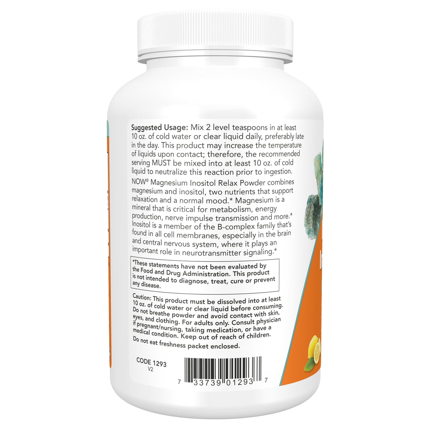 NOW Supplements, Magnesium Inositol Relax, Nervous System Support*, Fizzy Lemonade Flavor, 16-Ounce