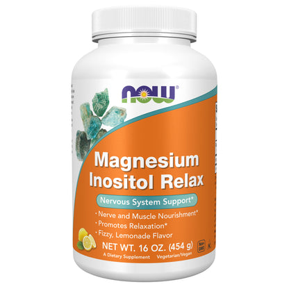 NOW Supplements, Magnesium Inositol Relax, Nervous System Support*, Fizzy Lemonade Flavor, 16-Ounce
